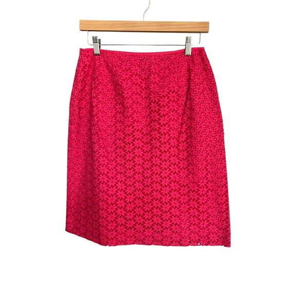 Ann Taylor Loft Barbiecore Hot Pink High Waisted Daisy Print Skirt Size 4 - Picture 5 of 5